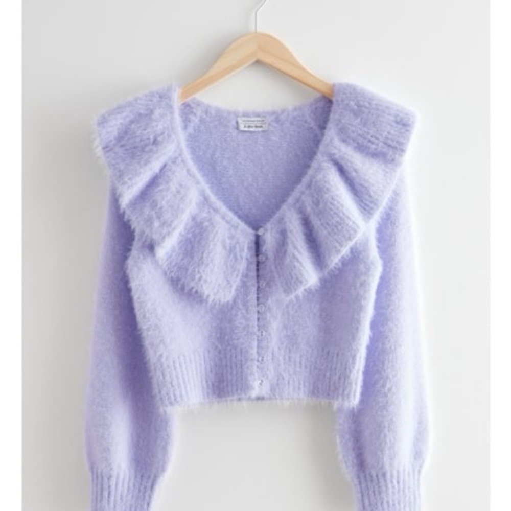 &other stories cropped fuzzy sweater